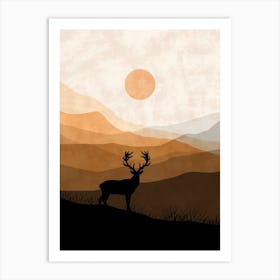 Deer In The Mountains 3 Art Print