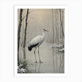 Stork In The Snow Art Print