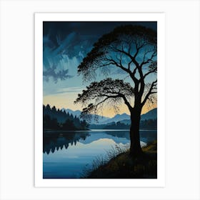 Tree By The Lake Art Print