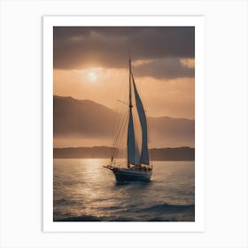 Sailboat At Sunset 1 Art Print