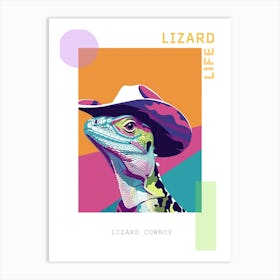 Lizard With A Cow Print Cowboy Hat Modern Abstract Illustration 2 Poster Art Print