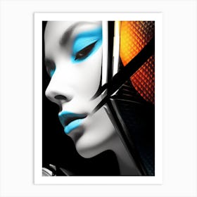 Portrait of elegant woman with a futuristic twist Art Print