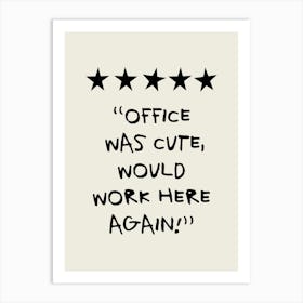 Office Was Cute Rating Tan Art Print