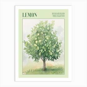 Lemon Tree Atmospheric Watercolour Painting 3 Poster Art Print