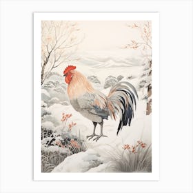 Winter Bird Painting Rooster 3 Art Print