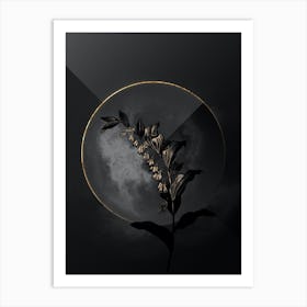 Shadowy Vintage Solomon's Seal Botanical on Black with Gold Art Print