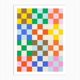 Funky Checkerboard Pattern, groovy, colorful, modern, minimal, pattern, geometric, cool, cute, vibes, aesthetic, tiles, vintage, retro Affiche