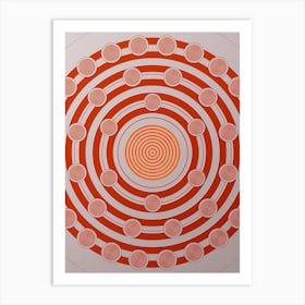 Geometric Abstract Glyph Circle Array in Tomato Red n.0219 Art Print