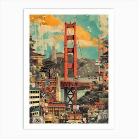 San Francisco   Retro Collage Style 2 Art Print