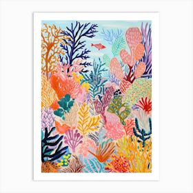 Coral Beach, Australia, Matisse And Rousseau Style 3 Art Print