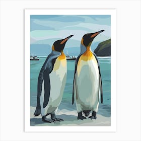 Emperor Penguin Paradise Harbor Minimalist Illustration 1 Art Print