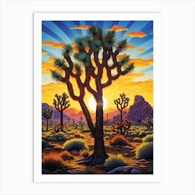 Joshua Tree At Night In South Western Style (3) Art Print