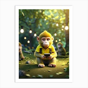 Monkeys In The Forest Art Print