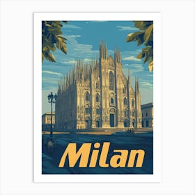 Aihrgdesign A Vintage Travel Poster Of Milan Featuring The St D819a538 2930 4f12 91ea 526becaf26e2 1 Art Print