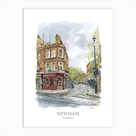 Newham London Borough   Street Watercolour 2 Poster Art Print