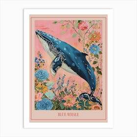 Floral Animal Painting Blue Whale 4 Poster Art Print