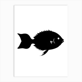 Simple Black Fish Silhouette 1 Art Print