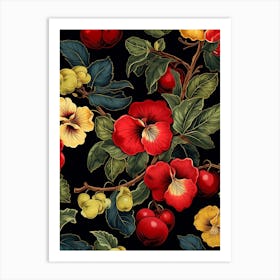 Winter Pansy 1 William Morris Style Winter Florals Art Print