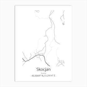 Skocjan,Slovenia Minimalist Map Póster