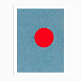 Minimalist Red Circle on Blue Texture Art Art Print