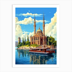 Ortaky Mosque Pixel Art 8 Art Print