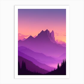 Misty Mountains Vertical Composition In Purple Tone 50 Art Print