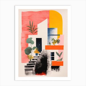 A House In Mallorca, Abstract Risograph Style 1 Art Print