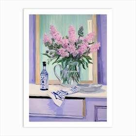 Bathroom Vanity Painting With A Lavender Bouquet 1 Art Print