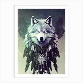 Dreamcatcher Wolf 3 Art Print