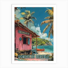 Vintage Dominican Republic Travel Art Poster Art Print