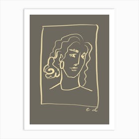 Grey Woman Self Portrait Art Print