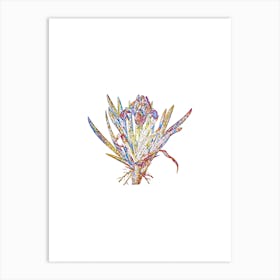 Stained Glass Pygmy Iris Mosaic Botanical Illustration on White n.0311 Art Print