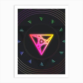 Neon Geometric Glyph in Pink and Yellow Circle Array on Black n.0059 Art Print