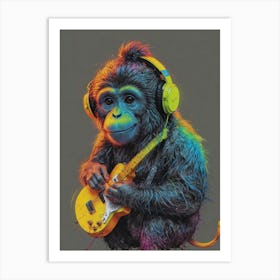 Monkey Playing Guitar Art Print