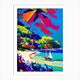 Koh Phangan Thailand Colourful Painting Tropical Destination Art Print