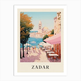 Zadar Croatia 4 Vintage Pink Travel Illustration Poster Art Print