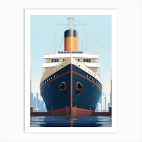 Titanic Ship Modern Minimalist Illustration 2 Art Print