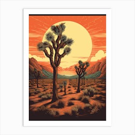  Retro Illustration Of A Joshua Trees At Dusk In Desert 3 Art Print