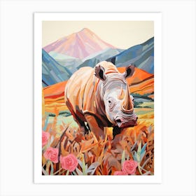 Rhino In The Grass 3 Art Print