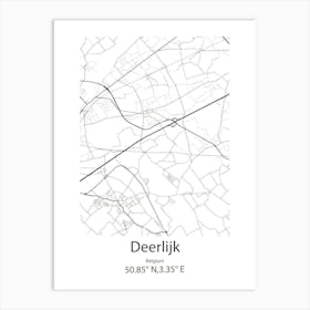 Deerlijk,Belgium Minimalist Map Art Print