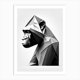 Baby Gorilla Gorillas Black & White Geometric 1 Art Print