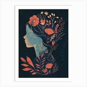 Portrait Of A Woman With Flowers 21 Art Print