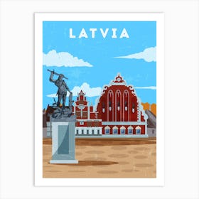 Latvia — Retro travel minimalist poster Art Print