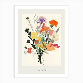 Marigold 2 Collage Flower Bouquet Poster Art Print