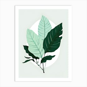 Green Leaves On A White Background 2 Art Print