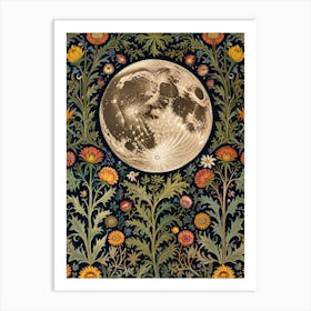 William Morris Moon And Flowers 16 Art Print