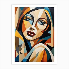 Woman Portrait Cubism Pablo Picasso Style (12) Art Print