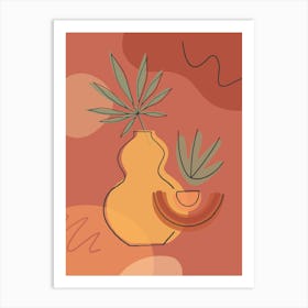 Vases, Leaves, Organic Shapes And Peaches4 Art Print