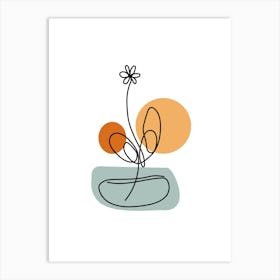 Flower In A Vase line art Art Print