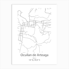 Ocuilan De Arteaga,Mexico Minimalist Map Poster